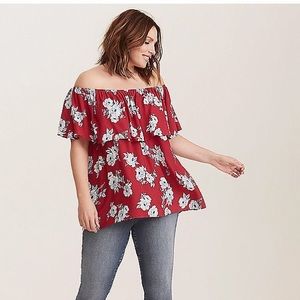 Torrid off the shoulder pink floral top
